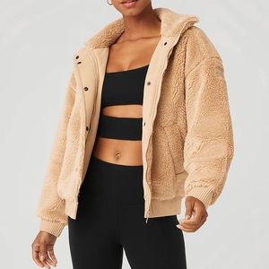 Alo Sherpa Varsity Jacket in Camel